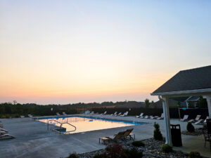 pool at sunset in Ellingsworth Commons