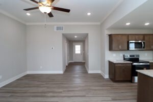 Open living area with view of hallway in the Maria floor plan| Homes in Southern Indiana