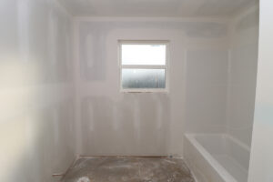 bathroom window of new home under construction at 1198 Plantation Way in Jeffersonville Indiana by Premier Homes